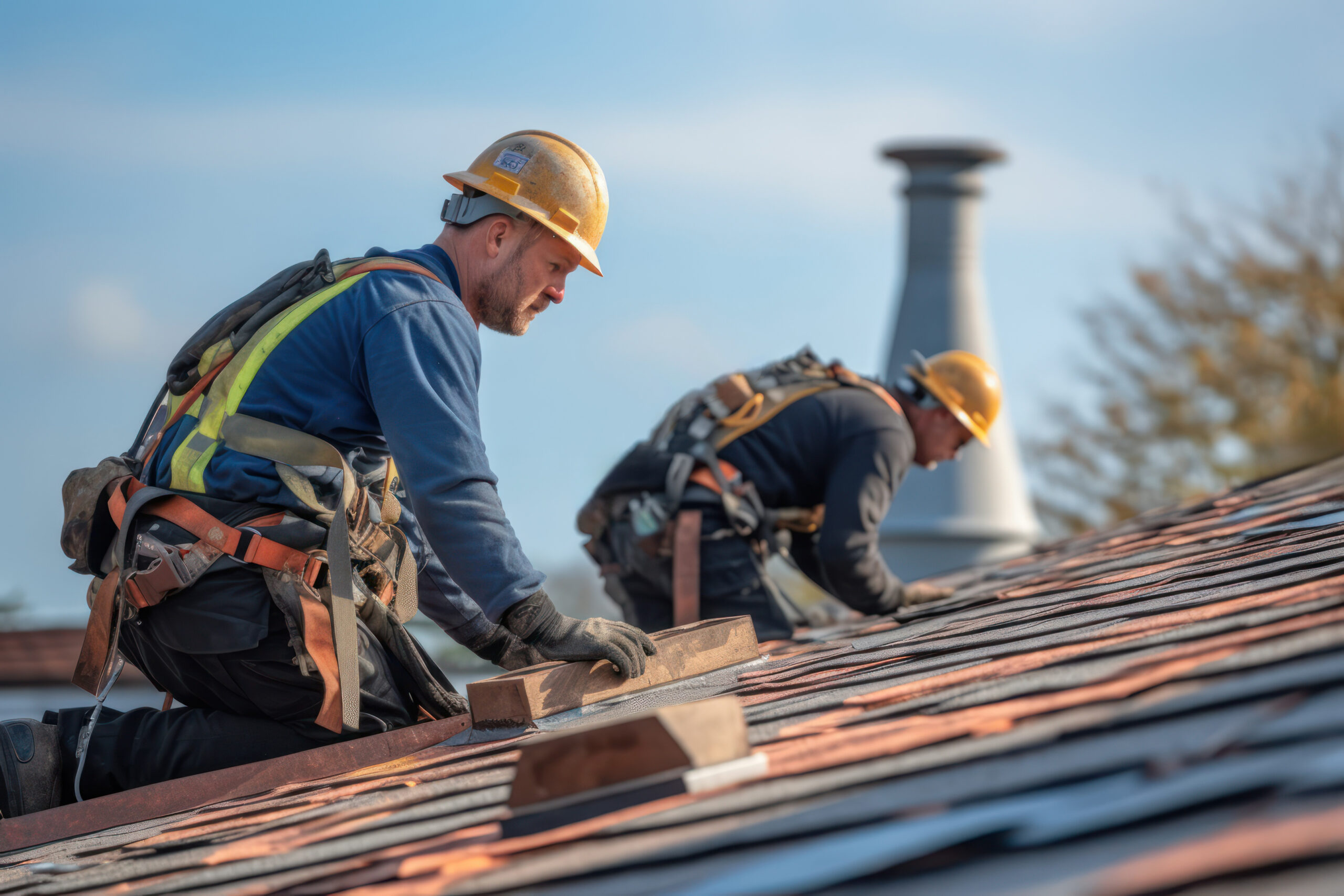 Roof reparation work in progress on a residential home – All Phase Roofing